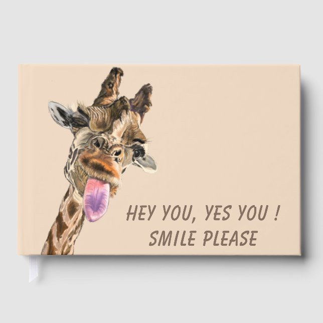 Funny Giraffe Guest Book - Custom Text (Front)