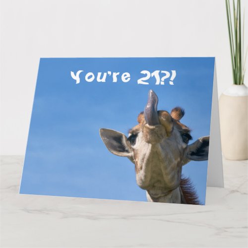 Funny Giraffe Happy 21st Birthday Card