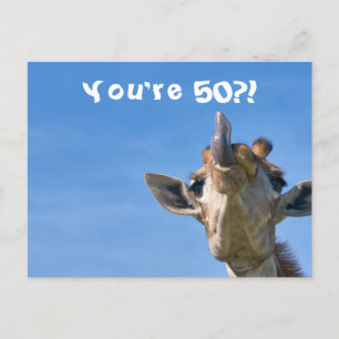 Funny Giraffe Happy 50th Birthday Postcard