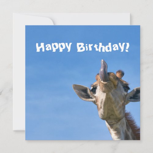 Funny Giraffe Happy Birthday Card