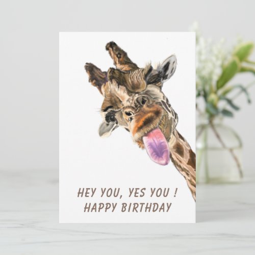 Funny Giraffe Happy Birthday Card _ Smile