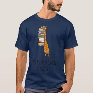Funny Giraffe Holding a Stack of Books Fueled By R T-Shirt