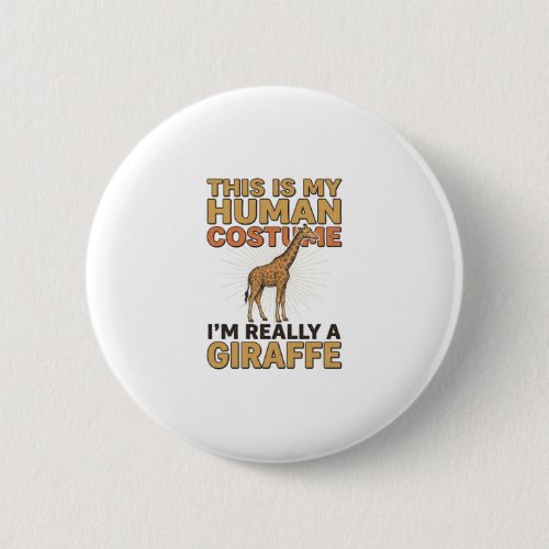 Funny Giraffe Human Costume Vintage Engraving Shir Button