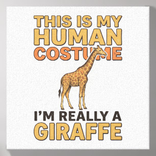 Funny Giraffe Human Costume Vintage Engraving Shir Canvas Photo Tile