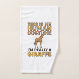 Funny Giraffe Human Costume Vintage Engraving Shir Hand Towel