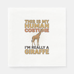 Funny Giraffe Human Costume Vintage Engraving Shir Napkins