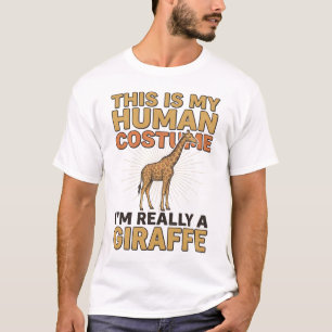 Funny Giraffe Human Costume Vintage Engraving Shir T-Shirt