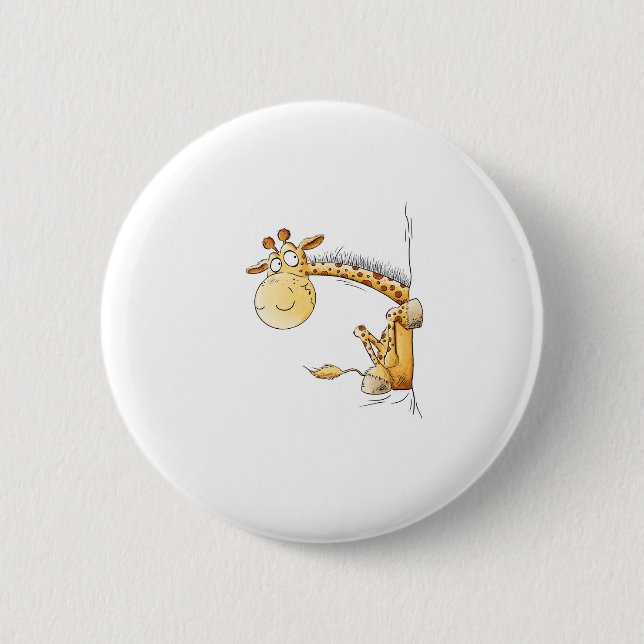 Funny Giraffe I Cute Cartoon Wild Animal Lover Fun Button (Front)