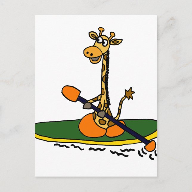 Funny Giraffe in Kayak Postcard (Front)