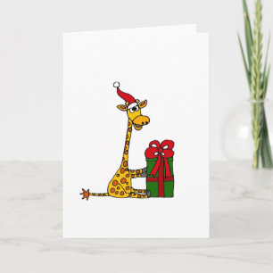 Funny Giraffe in Santa Hat Christmas Design Holiday Card
