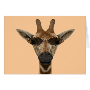 Funny Giraffe Incognito With Trendy Sunglasses Cards