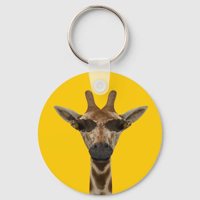 Funny Giraffe Incognito With Trendy Sunglasses Keychain (Front)