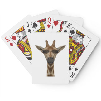 Funny Giraffe Incognito With Trendy Sunglasses Poker Cards
