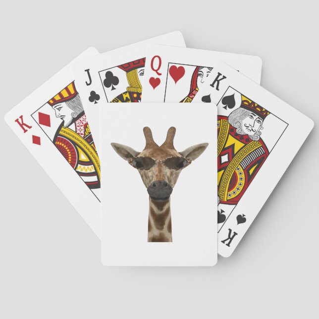 Funny Giraffe Incognito With Trendy Sunglasses Poker Cards (Back)