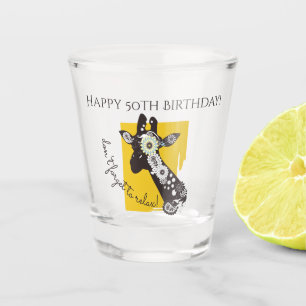Funny Giraffe Inspirational Happy Birthday Shot Glass