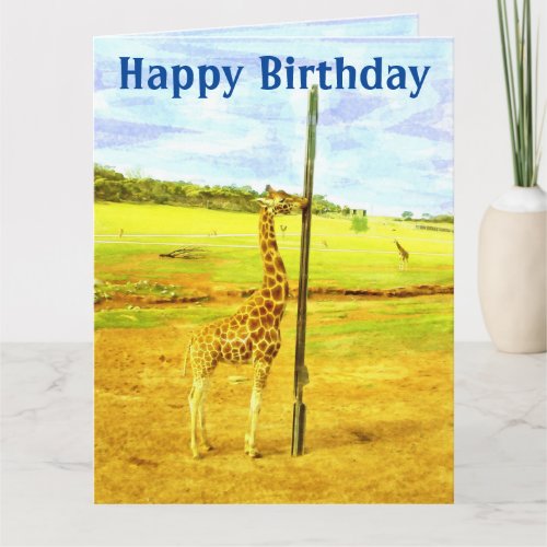 Funny Giraffe Jumbo Watercolour Birthday Card Card