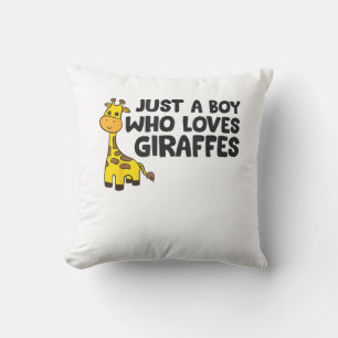 Funny Giraffe Just a Boy Who Loves Giraffes Throw Pillow