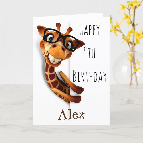 Funny Giraffe Kids Birthday Greeting Card