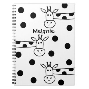 Funny Giraffe Line Drawing and Dots Personalized Notebook