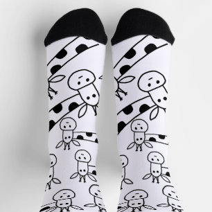Funny Giraffe Line Drawing Doodles Quirky Socks
