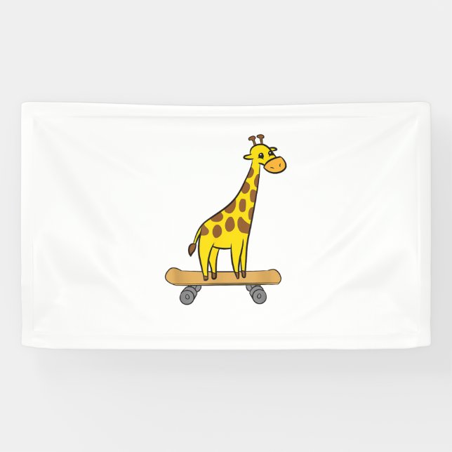 Funny Giraffe Lover Giraffe Skateboard  Banner (Horizontal)