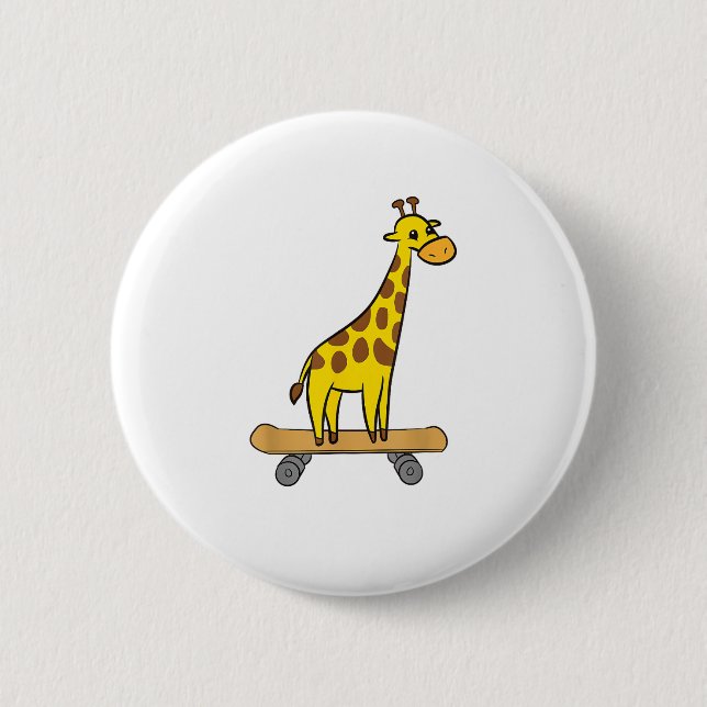 Funny Giraffe Lover Giraffe Skateboard  Button (Front)