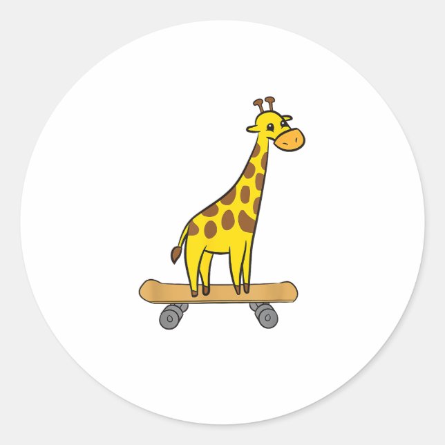 Funny Giraffe Lover Giraffe Skateboard  Classic Round Sticker (Front)