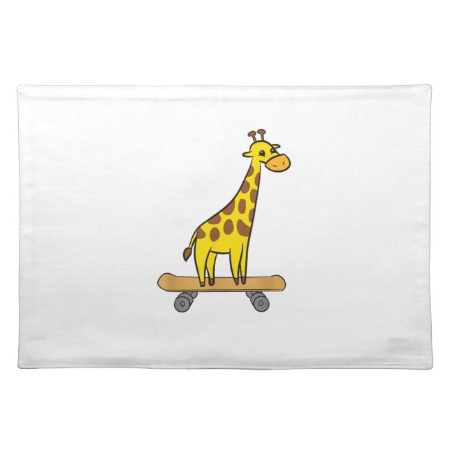 Funny Giraffe Lover Giraffe Skateboard  Cloth Placemat (Front)