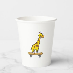 Funny Giraffe Lover Giraffe Skateboard Paper Cups