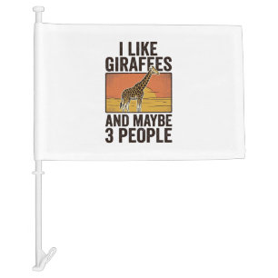 Funny Giraffe Lover Vintage Engraving Shirt Design Car Flag