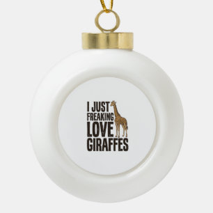 Funny Giraffe Lover Vintage Engraving Shirt Design Ceramic Ball Christmas Ornament