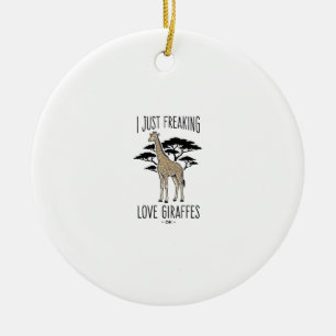 Funny Giraffe Lover Vintage Engraving Shirt Design Ceramic Ornament