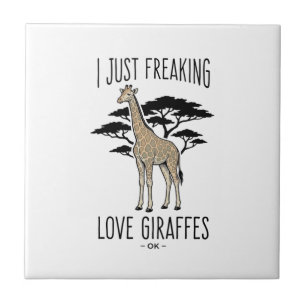 Funny Giraffe Lover Vintage Engraving Shirt Design Ceramic Tile