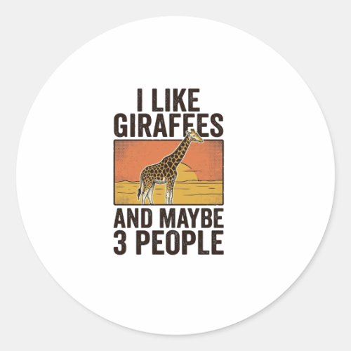 Funny Giraffe Lover Vintage Engraving Shirt Design Classic Round Sticker
