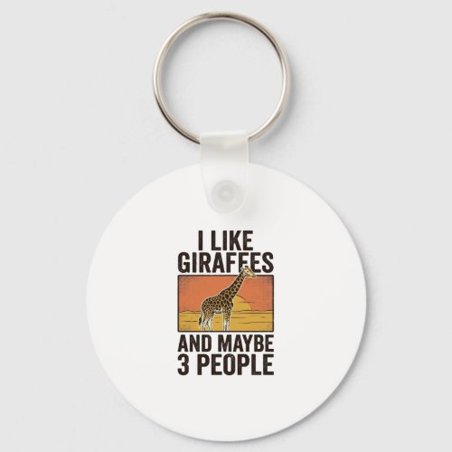 Funny Giraffe Lover Vintage Engraving Shirt Design Keychain