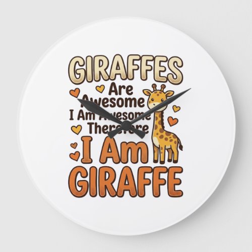 Funny Giraffe Lover Vintage Engraving Shirt Design Large Clock