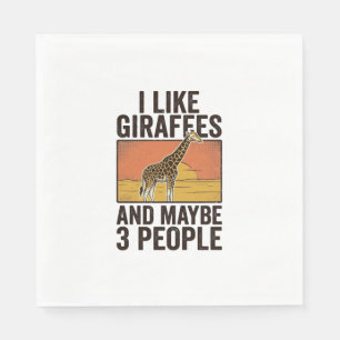 Funny Giraffe Lover Vintage Engraving Shirt Design Napkins