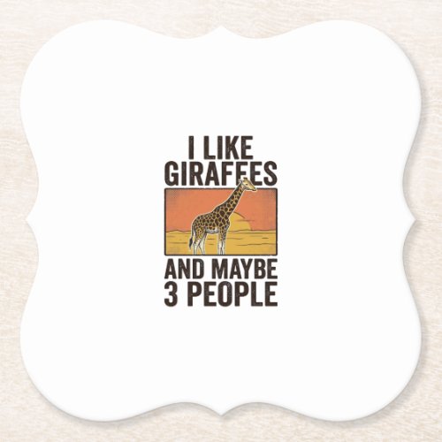 Funny Giraffe Lover Vintage Engraving Shirt Design Paper Coaster