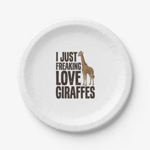 Funny Giraffe Lover Vintage Engraving Shirt Design Paper Plates