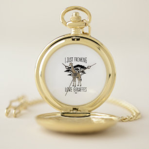 Funny Giraffe Lover Vintage Engraving Shirt Design Pocket Watch