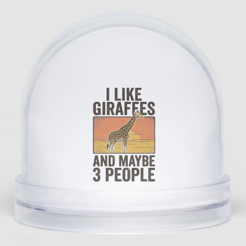 Funny Giraffe Lover Vintage Engraving Shirt Design Snow Globe