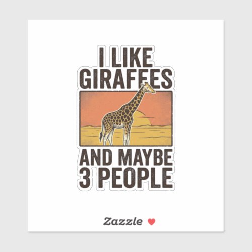 Funny Giraffe Lover Vintage Engraving Shirt Design Sticker