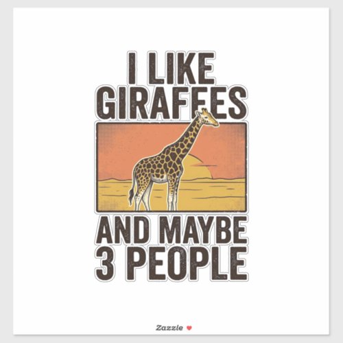 Funny Giraffe Lover Vintage Engraving Shirt Design Sticker