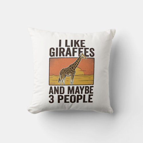 Funny Giraffe Lover Vintage Engraving Shirt Design Throw Pillow