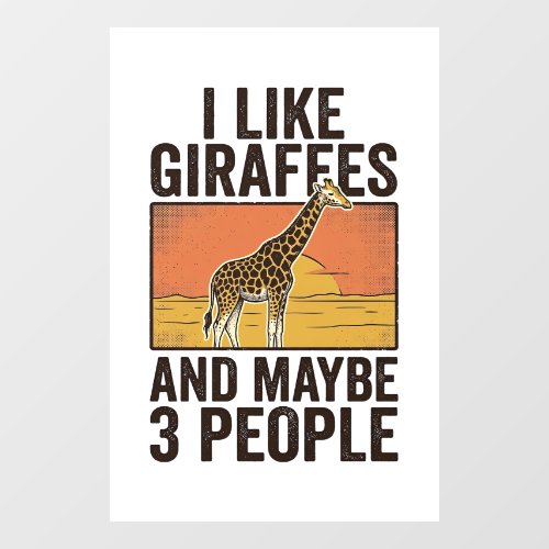 Funny Giraffe Lover Vintage Engraving Shirt Design Window Cling