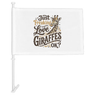 Funny Giraffe Lover Vintage Typography Shirt Desig Car Flag