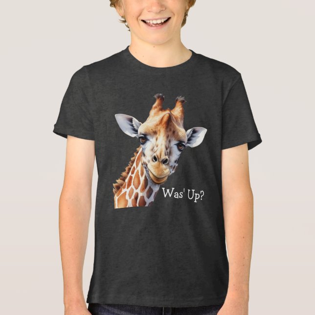 Funny Giraffe Lover's T-shirt, Was' Up?  Tri-Blend Shirt (Front)