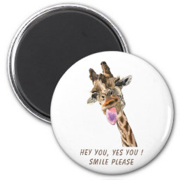 Funny Giraffe Magnet Gift - Smile - Custom Text