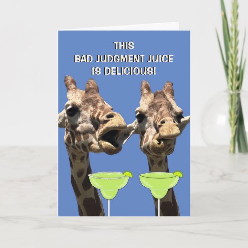 Funny Giraffe Margarita Birthday Card
