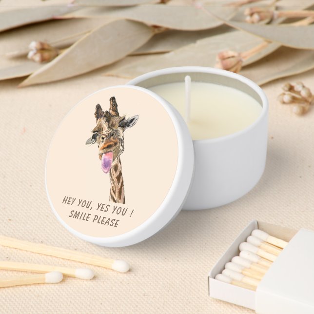 Funny Giraffe Mini Candle Favors - Custom Text (Insitu)